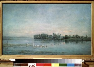 ""Early Morning"" (morgon) Målning av Charles-Francois (Charles Francois) Daubigny (1817-1878) 1858 Pushkin Museum, Moskva av Charles Francois Daubigny