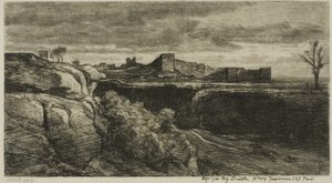Ruinerna av Château of Crémieux (Isère) av Charles Francois Daubigny