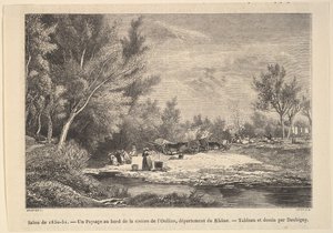 Salong de 1850-51. Landskap längs stranden av floden Oullins, 1850-51. av Charles Francois Daubigny