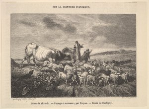 Salong 1850-51, Landskap och djur, av Troyon, 1850-51. av Charles Francois Daubigny