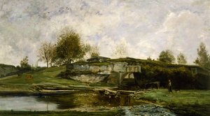 Sluss i Optevoz-dalen, 1854 av Charles Francois Daubigny
