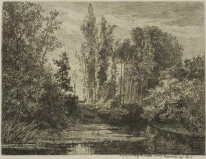 Hjortar vid vattenbrynet av Charles Francois Daubigny