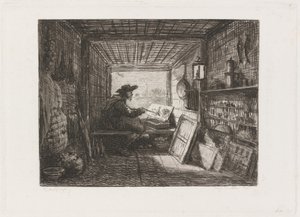 Studio på båten (Le Bateau-atelier) av Charles Francois Daubigny