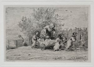 The Boat Trip: Heritage of the Cart The Children with the Cart, 1861. av Charles Francois Daubigny