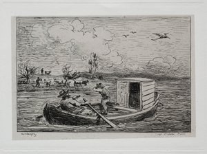 Båtturen: Le Mot de Cambronne The Slanging Match, 1861. av Charles Francois Daubigny
