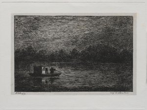 Båtturen: Nattresa eller nätfiske (andra versionen) av Charles Francois Daubigny