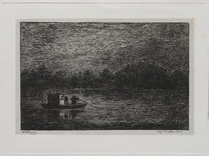 The Boat Trip: Night Voyage or Net Fishing andra versionen, 1861. av Charles Francois Daubigny