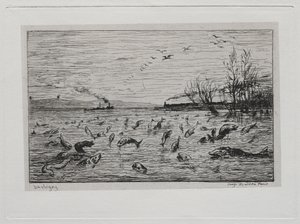 Båtturen: Fiskens glädje vid avgången av stugpojken (fisken) av Charles Francois Daubigny