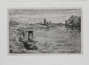 Båtturen: The Cabin Boy Fishing (Linjefiske) av Charles Francois Daubigny