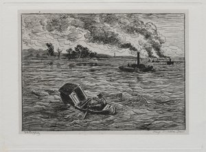 Båtturen: Ångbåtarna eller se upp för ångbåtarna, 1861. av Charles Francois Daubigny