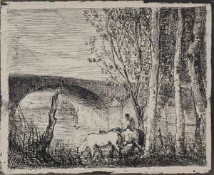 Bron, originalavtryck 1862, tryckt 1921. av Charles Francois Daubigny