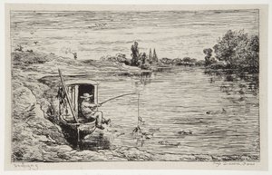 Skeppsgossen som fiskar av Charles Francois Daubigny