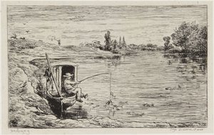 Skeppspojken som fiskar av Charles Francois Daubigny