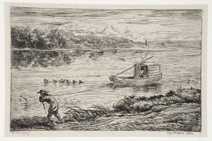 Kabinpojken släpar linan av Charles Francois Daubigny
