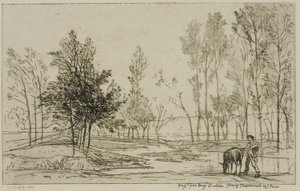 Åsnan vid vattningsplatsen av Charles Francois Daubigny