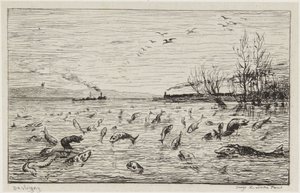 Fiskarna gläds åt hyttpojkens avresa av Charles Francois Daubigny