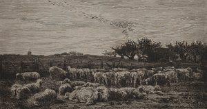 Den stora fårfållan, 1860. av Charles Francois Daubigny
