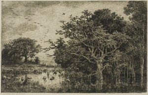 Kärret med storkar av Charles Francois Daubigny