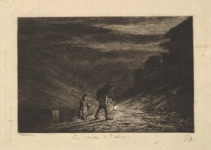 Sökandet efter ett värdshus, 1861. av Charles Francois Daubigny