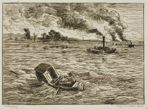 Ångbåtarna (Steamy Harbor) av Charles Francois Daubigny