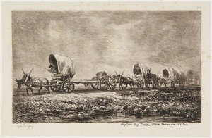 ”Vagnarna” (Delteil 76) av Charles Francois Daubigny