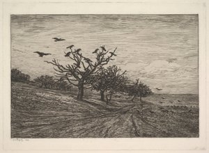 Träd fyllt med kråkor, 1867. av Charles Francois Daubigny