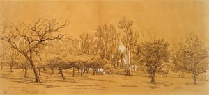 Utsikt över en fruktträdgård i Saint-Denis, mitten av 1800-talet av Charles Francois Daubigny