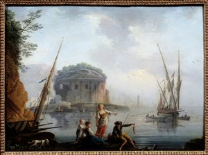Marinmålning av Charles Francois Grenier de la Croix dit Lacroix de Marseille (? -1782) 1700-talssön. 0,27x0,38 m Rouen, Museum of Fine Arts