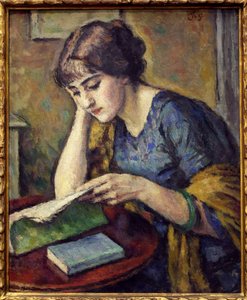 Läsning. Målning av Charles Guerin (1875-1939), Olja på duk