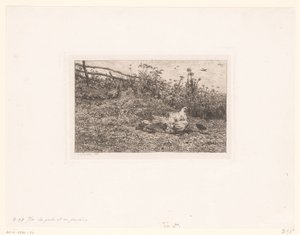 Kip sätter kuikens Hönan och hennes kycklingar av Charles François Daubigny (attributed to)