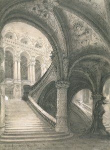 Trappan i Paris operahus (penna och krita på papper)