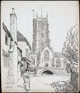 En vy från söder om Priory Church of St George, Dunster, Somerset av Charles George Harper