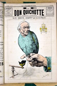 Omslag till "" Le Don Quixote "", nummer 672, färgsatirisk av Charles Gilbert Martin