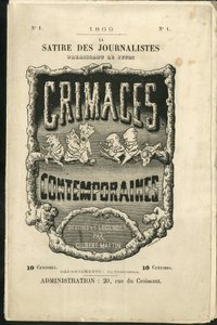 Illustration av Charles Gilbert-Martin (1839-1905) för omslaget till "" Contemporary Grimaces"" av Charles Gilbert Martin