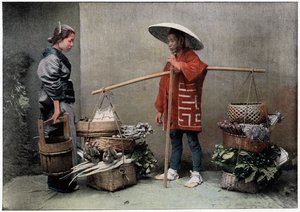 Grönsakshandlare i Japan, c1890