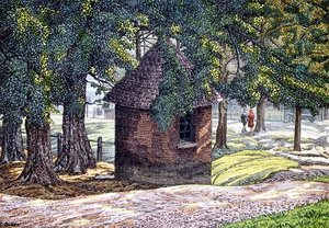 By the Ponds, Hampstead (penna och bläck med tvätt) av Charles Ginner