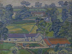 Landskap med bondgårdar, ca 1912-13 (olja på duk)