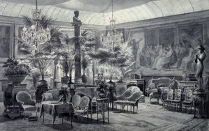 Prinsessan Mathildes vinterträdgård, teckning i grått tusch och gouache av Charles Giraud (1819-1892) av Charles Giraud