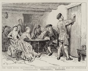 The Dark House, Billingsgate, Hogarths karikatur av hertigen av Puddledock av Charles Green