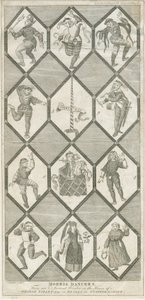 Betley Glass Window - Morris Dancers: gravyr och [?1700-talet] (tryck) av Charles Grignion