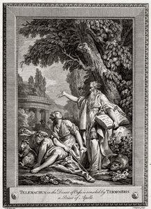 Telemachus, i Oasis öken, tröstas av Termosiris, en präst från Apollo, 1774.