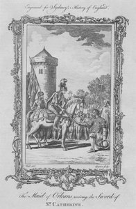 Pigan av Orleans tar emot St. Catherines svärd, 1773.