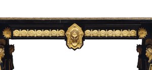 Napoleon III bord, designat av Jean Brandely, intarsia av E. Varlot, Paris, ca 1850-75 (ormolu, förgylld koppar, ebenholts & platan) av Charles-Guillaume Diehl