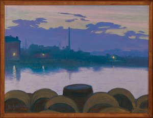 Flodlandskap (olja på kartong) av Charles Guilloux