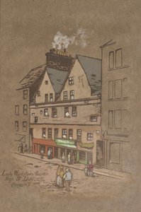 Lady Warkstairs hus, High Street, Dundee (handfärgat tryck)