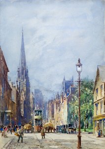 The Nethergate, Dundee looking West, ca 1917 (akvarell) av Charles Gustav Louis Phillips