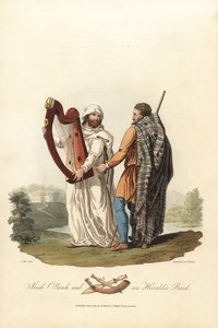 Irländsk ollamh och en heraldisk bard, förromersk tid. ,1821 (gravyr)