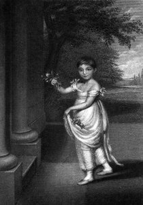 Elizabeth Barrett Moulton-Barrett vid nio års ålder, graverad av G. Cook, ca. mitten av C19 av Charles Hayter
