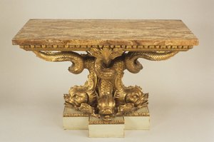 Konsolbord, tillskrivet Marsh & Tatham, ca 1805 (trä, förgylld paket och jaspis)