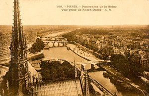 Vykort / Seine från Notre Dame / Paris / Seine / Ile de France / Frankrike av Augustus Kollner